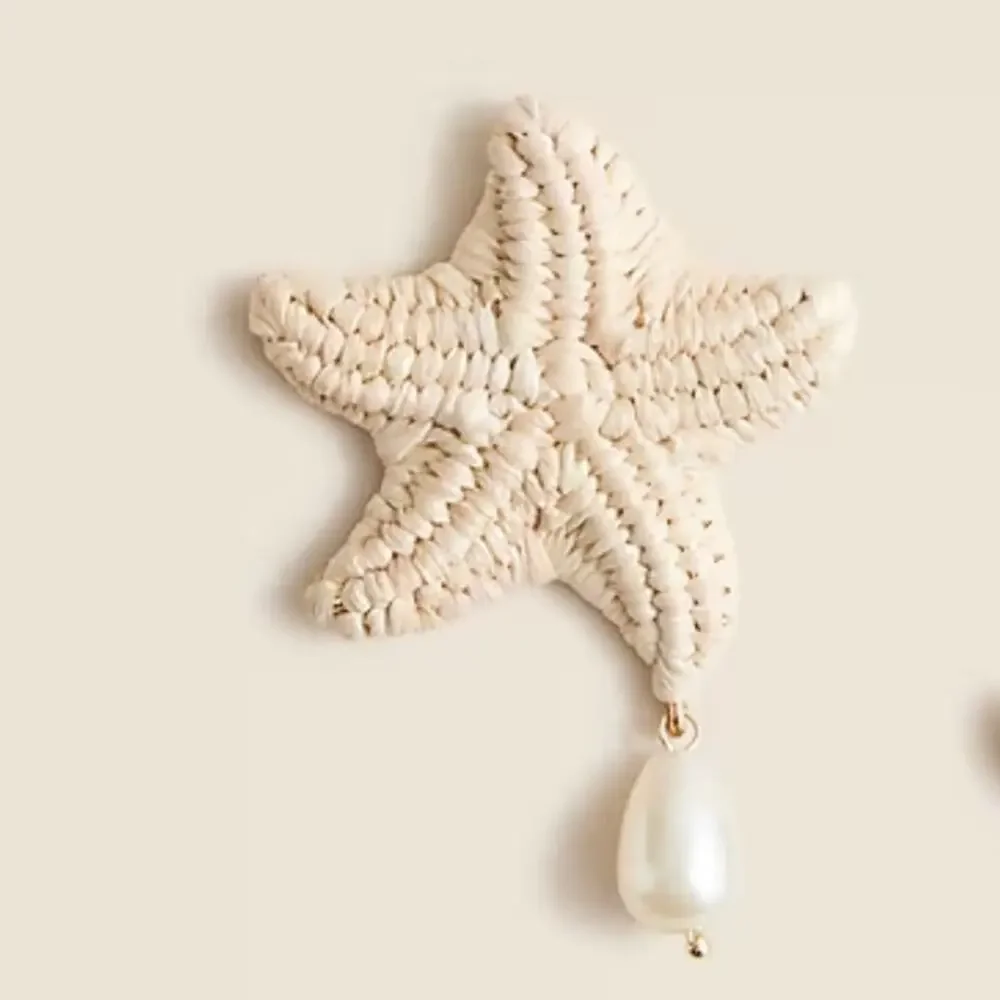 J. Crew Cream Raffia starfish statement earrings